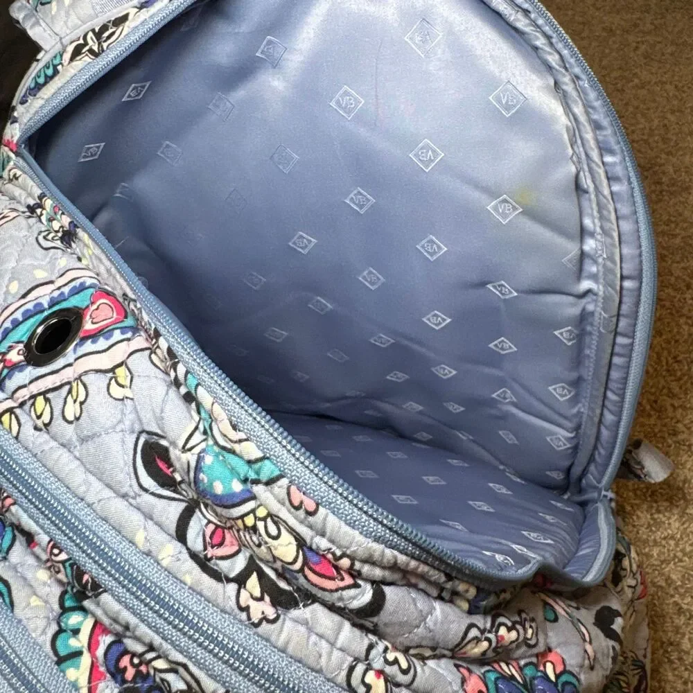 Vera Bradley Campus Backpack Wildflower Paisley Quilted Cotton Laptop Travel Bag